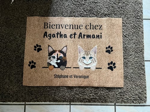 Customer photo review of Bienvenue chez - Paillasson personnalisé