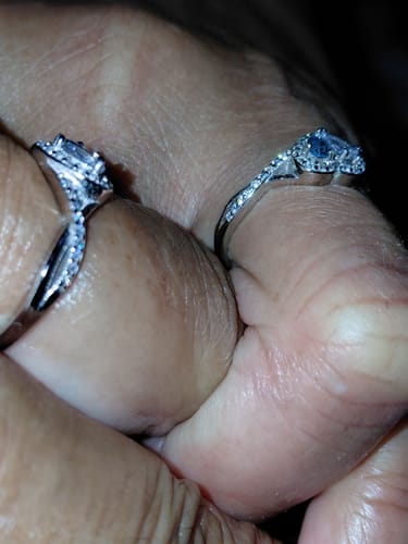 Customer photo review of Besties For The Resties Dual Teardrop Birthstone Heart Ring