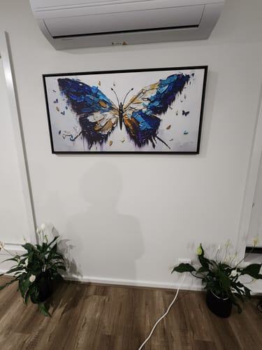 Customer photo review of BLUE WINGED BUTTERFLY CANVAS