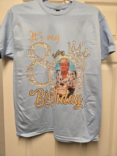 Customer photo review of 80th Birthday Shirts, Custom Birthday Shirts, Turning 80 Shirt, Gifts For Women Turning 80, 80 And Fabulous Shirt, 1945 Shirt, 80th Birthday Shirts For Her - YPT-HCT