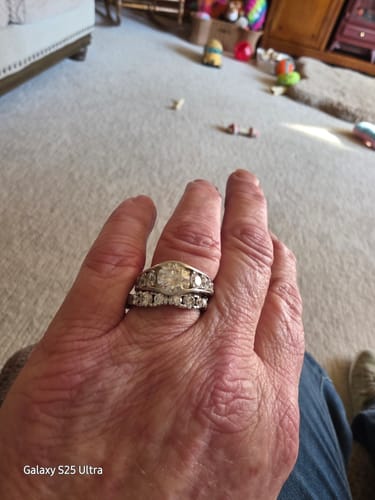 Customer photo review of Bezel Round Moissanite Channel Euro Shank Engagement Ring