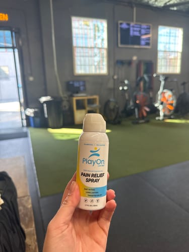 Customer photo review of PlayOn Pain Relief Spray