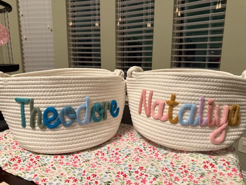 Customer photo review of Baby Knits™ Personalized Knitted Basket