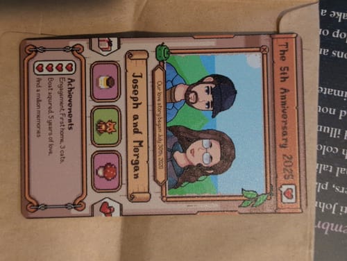 Customer photo review of Custom Anniversary Metal Card