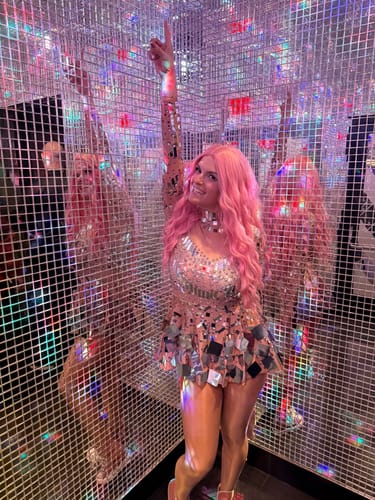 Customer photo review of Mirror Shine Sequin Festival Mini Dress – Sparkling Party Outfit