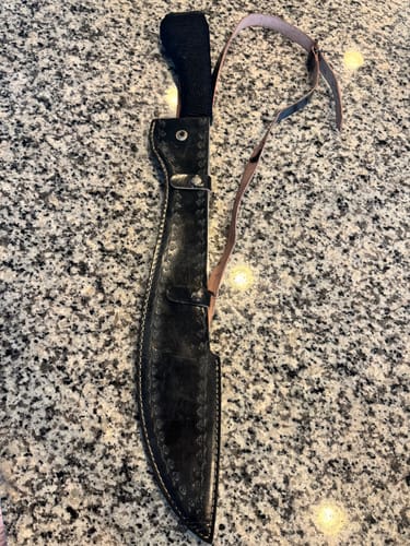 Customer photo review of 24" Book of Eli Bushcraft & Camping Machete with Custom Blade Material Variations