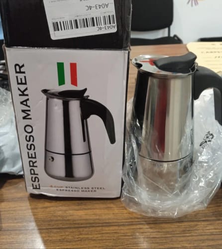 Customer photo review of Cafetière Italienne 12 Tasses en Acier Inoxydable