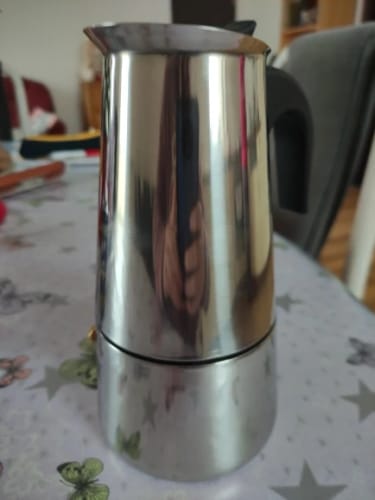 Customer photo review of Cafetière Italienne 12 Tasses en Acier Inoxydable