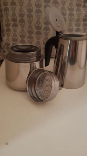 Customer photo review of Cafetière Italienne 12 Tasses en Acier Inoxydable