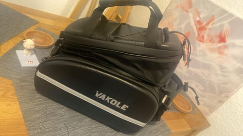 Customer photo review of Vakole Waterproof Bike Rack Bag With Large Capacity(17-35L)