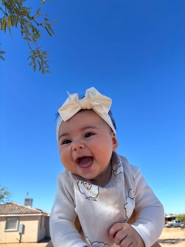 Customer photo review of Bandana Bib Set, Merino Wool & Organic Cotton, Set of 2, Sheep