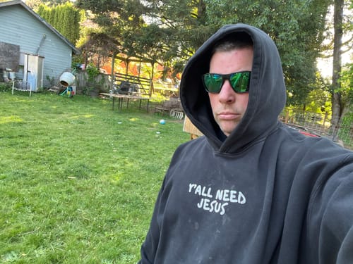 Customer photo review of "SMILE" Premium Puff Hoodie | Black & White