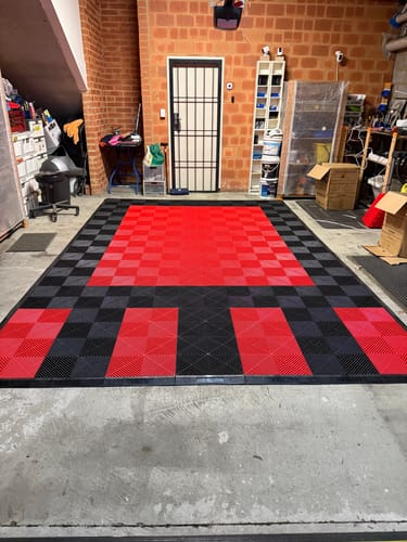 Customer photo review of Single Car Podium Pad Modular Floor Tile Set, choose your colours.