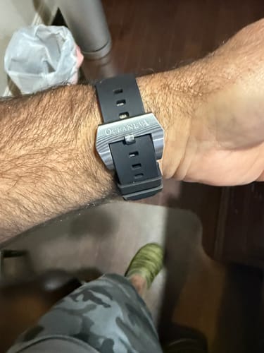 Customer photo review of Oceaneva Mens Deep Marine Explorer II Silver Damascus Steel Dial Watch Rubber Strap