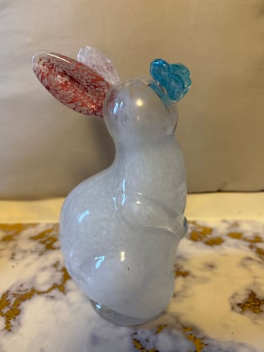 Customer photo review of Sitting Glass Easter Rabbit, Butterfly Blue