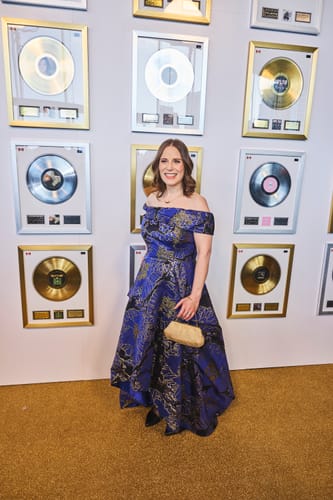 Customer photo review of Danbury Gown by Bariano - RENTAL