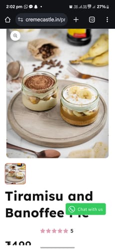 Customer photo review of Tiramisu and Banoffee Pie
