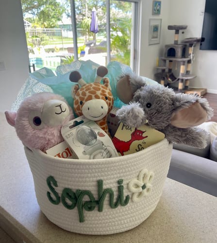 Customer photo review of Baby Knits™ Personalized Knitted Basket