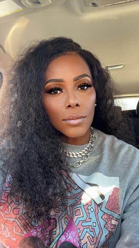 Customer photo review of CurlyMe 360 Lace Fit Wear Go Pre-Bleached Water Wave Human Hair Glueless Wig Pre-Plucked