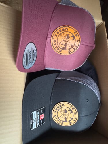 Customer photo review of DyeCharm Custom Leather Patch Hats
