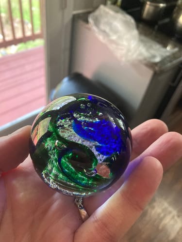 Customer photo review of Glimmer Orb with Cremation Ashes