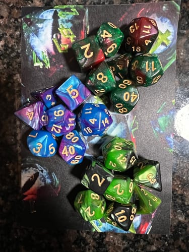 Customer photo review of 3 Mystery Acrylic Dice Sets