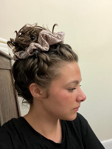 Customer photo review of Leopard Lover Silk Scrunchie