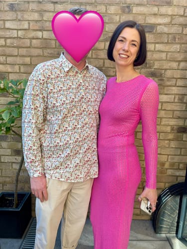 Customer photo review of RENT Self Portrait Pink Rhinestone Mesh Midi (RRP £420)