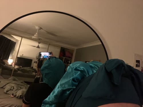 Customer photo review of SATIN SLEEP BONNET WITH ADJUSTABLE TIE