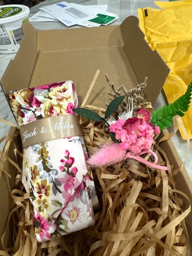 Customer photo review of Pink Floral Boutonniere Set
