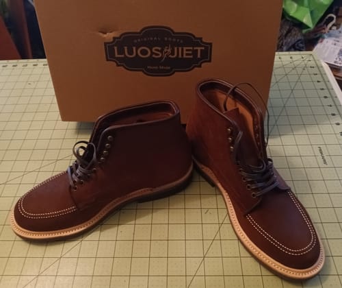 Customer photo review of Indiana Jones MocToe Boot - luosjiet®boots - Dark Brown Oiled Cowhide Reverse
