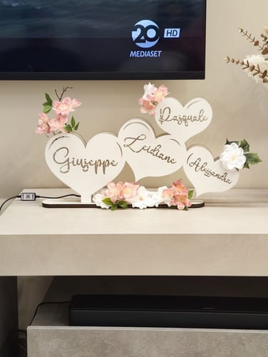 Customer photo review of Lampada Cuori Personalizzata Con Nomi Famiglia o Coppia