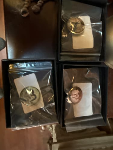 Customer photo review of Personalized Photo Lapel Pin-Memorial Service, Funeral Keepsake, Bereavement Loss Gift