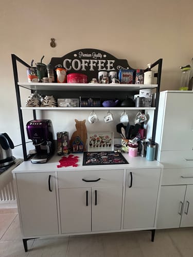 Customer photo review of Rani JE130 Kahve Köşesi Çok Amaçlı Dolap 4 Kapaklı 1 Çekmeceli Kiler Mutfak Dolabı Beyaz