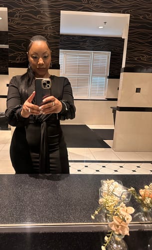 Customer photo review of Brynlee Twist Long Sleeve Midi Dress - Black