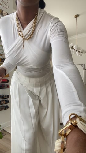 Customer photo review of Modal Overlay Ruched Bodysuit