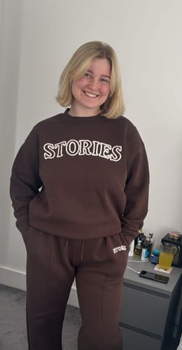 Customer photo review of Stories Sweatshirt - Espresso