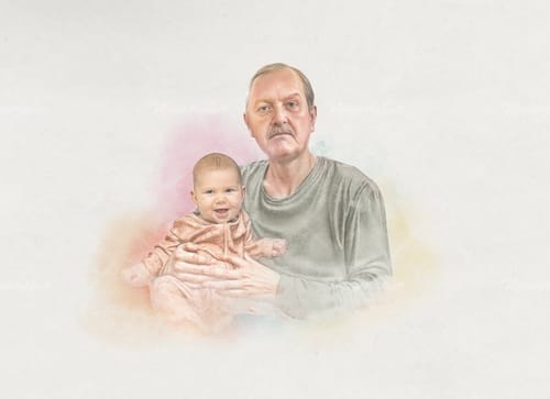 Customer photo review of Personalized Watercolor Memorial Portrait