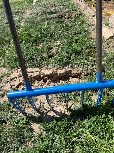 Customer photo review of The Market Gardener Treadlite Broadfork | 30" wide - 7 tines