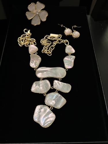 Customer photo review of Harlow & Dylan by HEIDI DAUS®"Waves" White Mother of Pearl Statement Necklace
