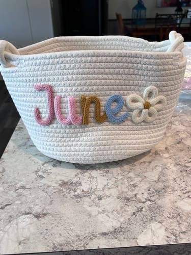 Sharae M. review of Baby Knits™ Multicolor Personalized Knitted Basket image 1 out of 1