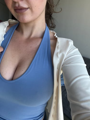 Customer photo review of The Wrap Top / Crème