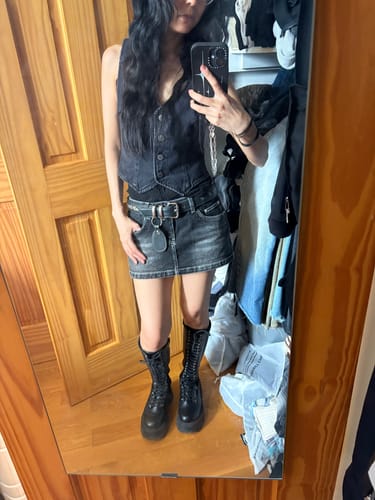 Customer photo review of Mia Denim Mini Skort - Black