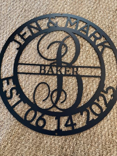 Customer photo review of Elaborate Name - Steel Sign