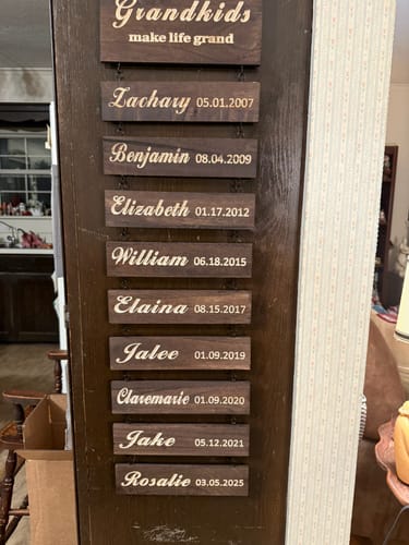 Customer photo review of Custom Name Slat (Engraved) - Add On For Existing Sign