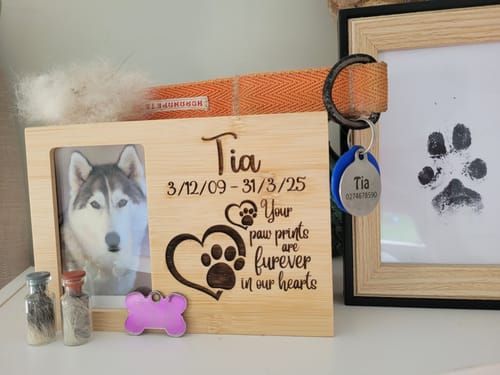 Customer photo review of Pet Memorial - Your Paw Prints Are Furever In Our Hearts - Personalised.