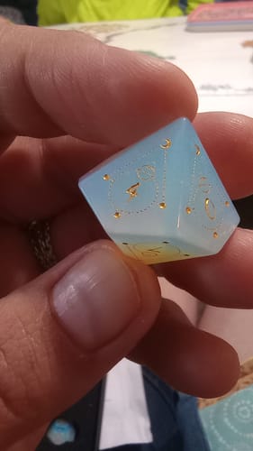 Customer photo review of Spellcaster Opalite Stone Dice Set 'PRE-ORDER | SPRING EVENT DEAL'