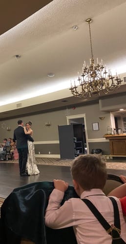 Customer photo review of Diana Gown by Bariano - RENTAL