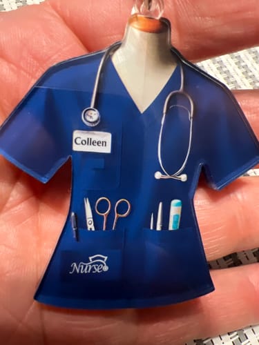 Customer photo review of Nurse Uniform Custom Name Personalized Keychain