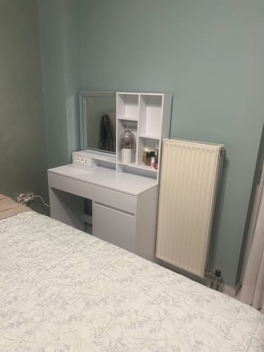 Customer photo review of Τραπέζι Μπουντουάρ Μακιγιάζ Tουαλέτας Κρεβατοκάμαρας 90εκ Καθρέφτης Με Ντουλάπι με Φωτισμό LED Ρυθμιζόμενο με Πρίζα και USB Θύρες RD-T134W01